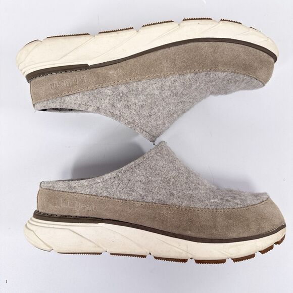 LL Bean Downeast Clog Wool Womens Size 7 Gray Slip On Slipper‎ Mule Camping - Picture 2 of 7